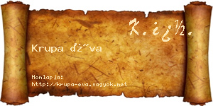 Krupa Éva névjegykártya